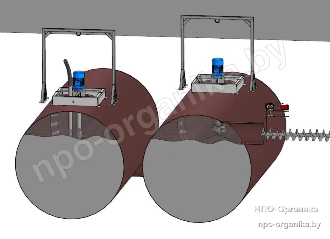 3D-модель: шнековый транспортёр подаёт массу в ёмкость